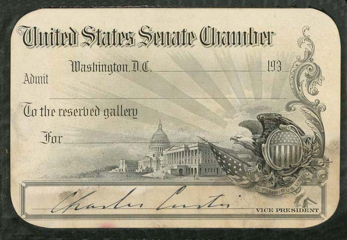 Card signed by Charles Curtis